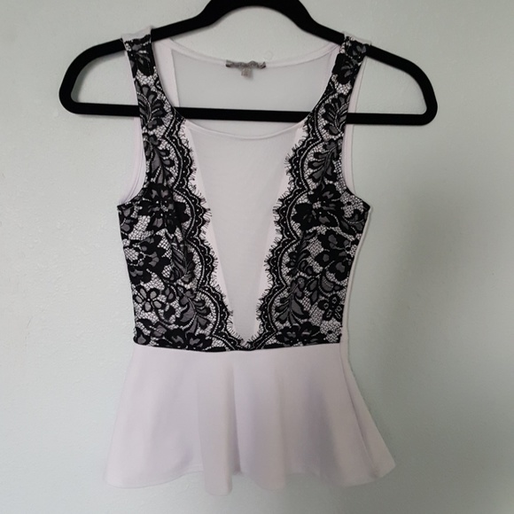 Charlotte Russe Tops - White Peplum Lace top